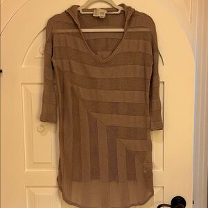 Women's Tan Hooded Tunic Top